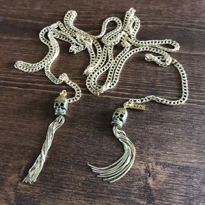 Vanessa Mooney Skull Tassels 50” Chain Necklace